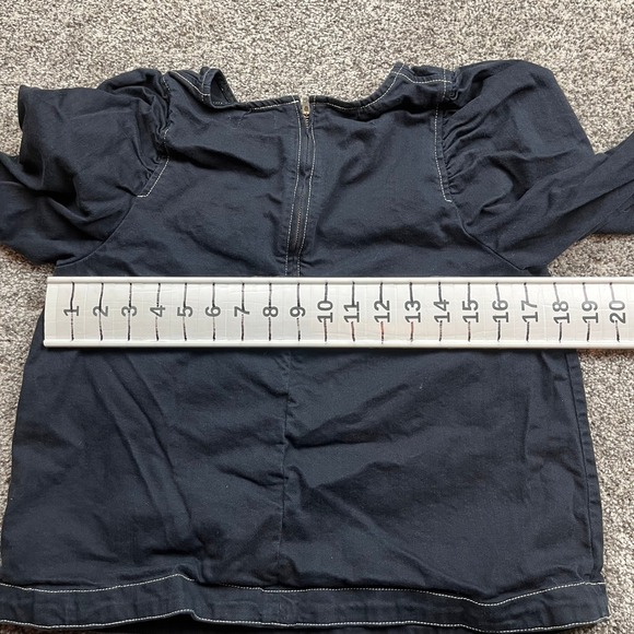 Ulla Johnson Womens Medium Black Puff Sleeve Cotton Spandex Zipper Back Top - Picture 6 of 7